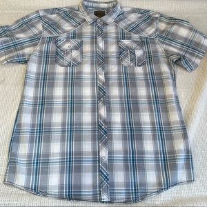 BKE (Buckle) mens short sleeve pearl snap shirt, size 3XL